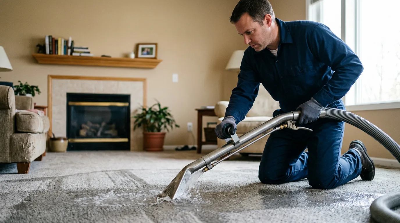 Water damage restoration technician working near Marengo, OH